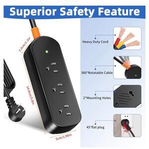 Weatherproof Outdoor Power Strip 6FT Cord, 3 Outlets, Waterproof Surge Protector